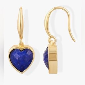 Stunning upscale Neiman Marcus 18KT Gold Vermeil Lapis heart  Drop earrings
